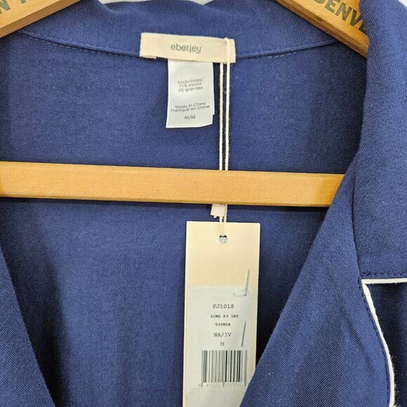 New Eberjey Long Sleeve PJ Top Only Womens M Gisele Navy Blue - Picture 3 of 5